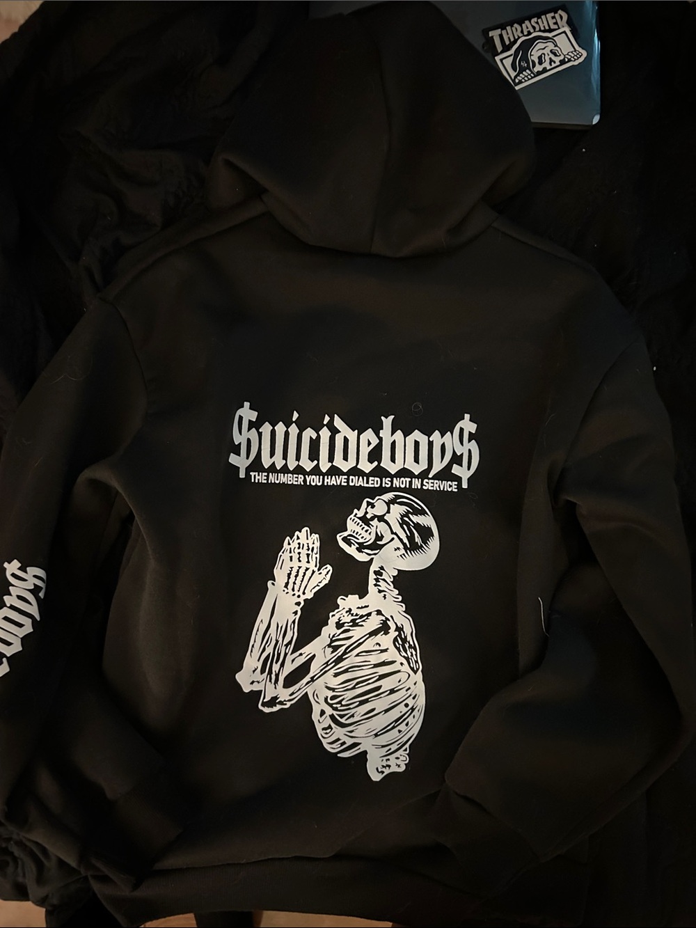 Suicideboys Black Graphic Hoodie with Skeleton Print Women’s size L